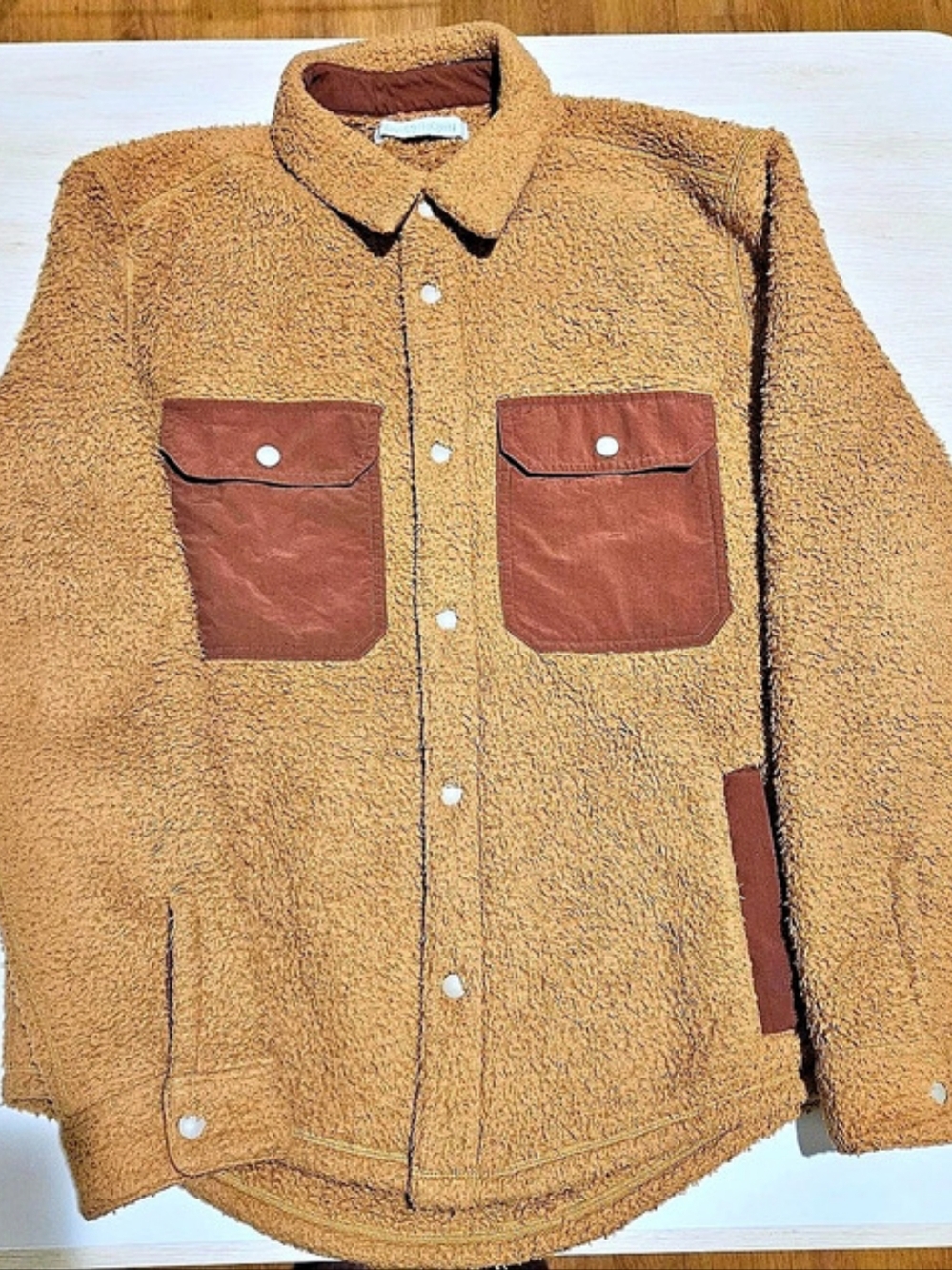 Outerknown Skyline Sherpa Shirt Jacket in Brown Size Medium